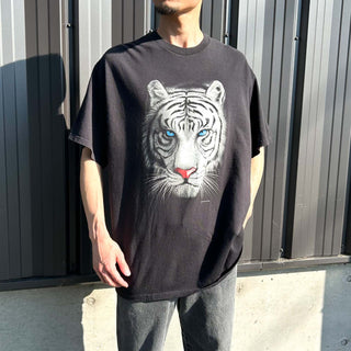 ホワイトタイガー アニマル プリント Tシャツ