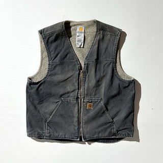 00's carhartt ブラック フェード 裏キルティング ダック ベスト(XLARGE-REGULAR)