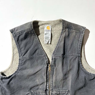 00's carhartt ブラック フェード 裏キルティング ダック ベスト(XLARGE-REGULAR)
