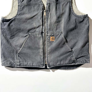 00's carhartt ブラック フェード 裏キルティング ダック ベスト(XLARGE-REGULAR)