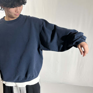 00's champion "極太アーム" ネイビー 無地 スウェット シャツ