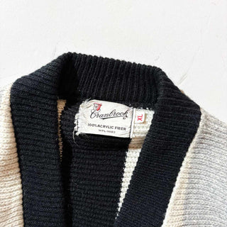 70's Cranbrook 太ストライプ モノトーン アクリル カーディガン