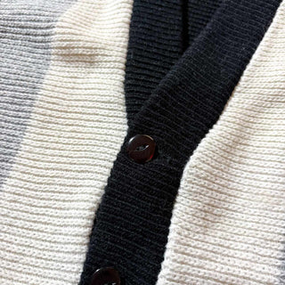 70's Cranbrook 太ストライプ モノトーン アクリル カーディガン