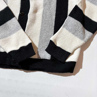70's Cranbrook 太ストライプ モノトーン アクリル カーディガン