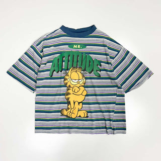 70's～80's "made in BRAZIL" Garfield ボーダー キャラクタープリント Tシャツ