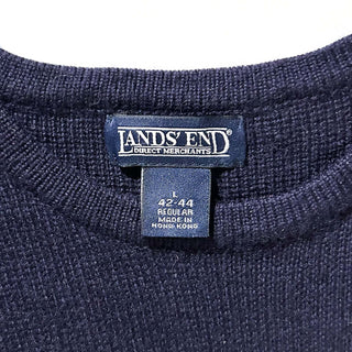 90's Lands' End ウール ライン ニット セーター
