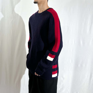 90's Lands' End ウール ライン ニット セーター