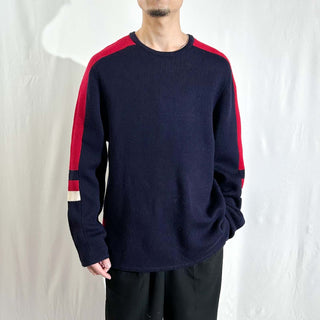 90's Lands' End ウール ライン ニット セーター