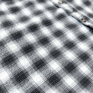 90's NORTHWEST TERRITORY ブラック×ホワイト オンブレ風 チェック スタンドカラー L/Sネルシャツ