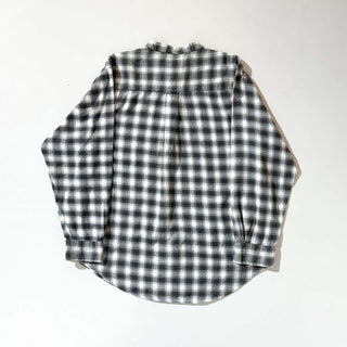 90's NORTHWEST TERRITORY ブラック×ホワイト オンブレ風 チェック スタンドカラー L/Sネルシャツ