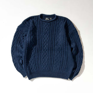 90's Structure リネン×コットン フィッシャーマン アラン ニット セーター