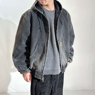 90's～ Carhartt ブラック 裏キルティング フェード ボロ ダック アクティブ ジャケット