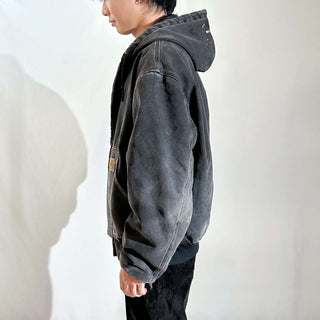 90's～ Carhartt ブラック 裏キルティング フェード ボロ ダック アクティブ ジャケット