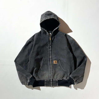 90's～ Carhartt ブラック 裏キルティング フェード ボロ ダック アクティブ ジャケット