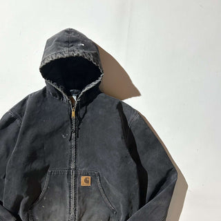 90's～ Carhartt ブラック 裏キルティング フェード ボロ ダック アクティブ ジャケット