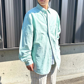 90's～ RALPH LAUREN ライトグリーン オックスフォード ボタンダウン L/Sシャツ