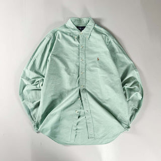 90's～ RALPH LAUREN ライトグリーン オックスフォード ボタンダウン L/Sシャツ