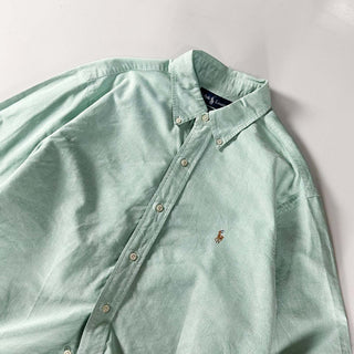 90's～ RALPH LAUREN ライトグリーン オックスフォード ボタンダウン L/Sシャツ