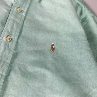 90's～ RALPH LAUREN ライトグリーン オックスフォード ボタンダウン L/Sシャツ