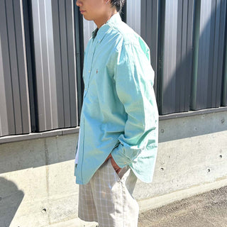 90's～ RALPH LAUREN ライトグリーン オックスフォード ボタンダウン L/Sシャツ