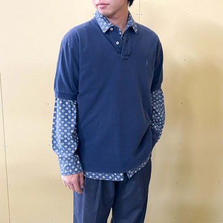 90's～ Ralph Lauren S/Sポロシャツ(ネイビー)