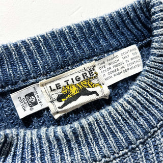 90's～ "made in USA" LE TIGRE インディゴ コットン ニット セーター