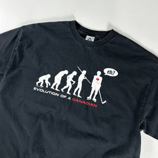 90's～00's AAA "EVOLUTION OF A CANADIAN" ジョーク プリント Tシャツ