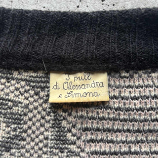 ～90's アンゴラ × ウール 総柄 ニット カーディガン