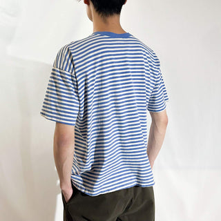 ～00's "made in USA" HANES ブルー×ホワイト 短丈 ボーダー Tシャツ