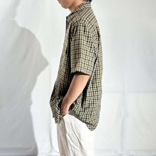 00's Croft & Barrow シアサッカー チェック レギュラーカラー S/Sシャツ