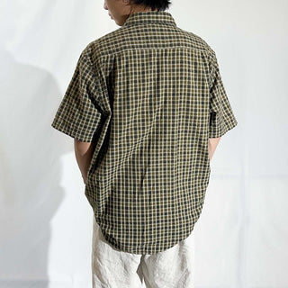 00's Croft & Barrow シアサッカー チェック レギュラーカラー S/Sシャツ