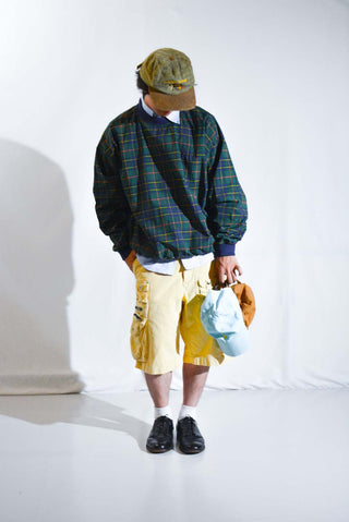 90's IZOD パッカブル チェック プルオーバー ナイロン ジャケット(グリーン)