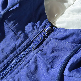 90's adidas 裏キルティング フーデッド ナイロン シェル ジャケット(ブルー)