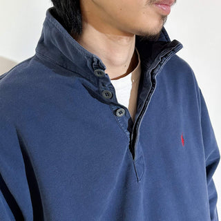 90's POLO sport ハーフボタン 比翼 スウェット シャツ