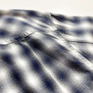 COASTAORO ブルー×ホワイト オンブレチェック L/Sシャツ