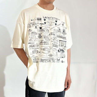 90's "made in USA" FRUIT OF THE LOOM イラストマップ プリント Tシャツ