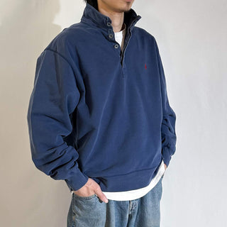 90's POLO sport ハーフボタン 比翼 スウェット シャツ