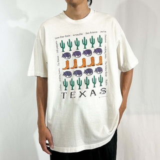 90's "made in USA" FRUIT OF THE LOOM "TEXAS" パターン アート Tシャツ