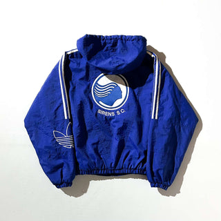 90's adidas 裏キルティング フーデッド ナイロン シェル ジャケット(ブルー)