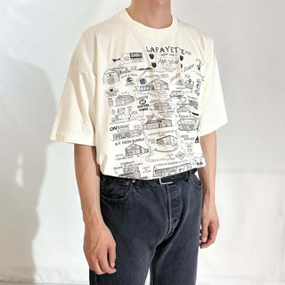 90's "made in USA" FRUIT OF THE LOOM イラストマップ プリント Tシャツ