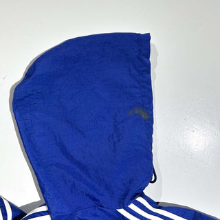 90's adidas 裏キルティング フーデッド ナイロン シェル ジャケット(ブルー)