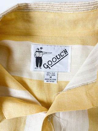 90's "デッドストック”GOOUCH シルク リネン マルチストライプ L/Sシャツ