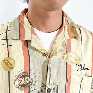 90's～00's Tommy Bahama シルク ボーリング 総柄 オープンカラー S/Sシャツ