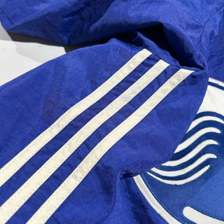 90's adidas 裏キルティング フーデッド ナイロン シェル ジャケット(ブルー)