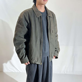 90's～00's PERRY ELLIS キルティング レザー ブルゾン ジャケット