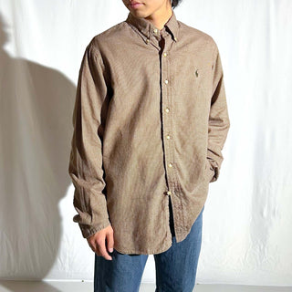 00's RALPH LAUREN 千鳥格子 チェック ボタンダウン L/Sシャツ