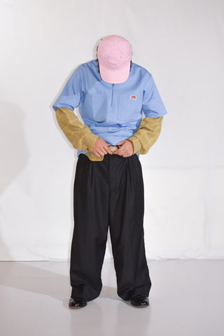 90's～00's PRONTI レーヨン×ポリエステル ブラック 2タック ワイド ギャング スラックス