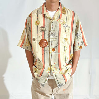 90's～00's Tommy Bahama シルク ボーリング 総柄 オープンカラー S/Sシャツ