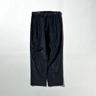90's～ "deadstock" LANDS' END ２タック コーデュロイ パンツ (BLACK 30×30)