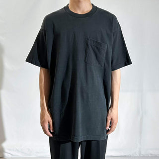 90's FRUIT OF THE LOOM "耳付き" ブラック 無地 ポケット Tシャツ